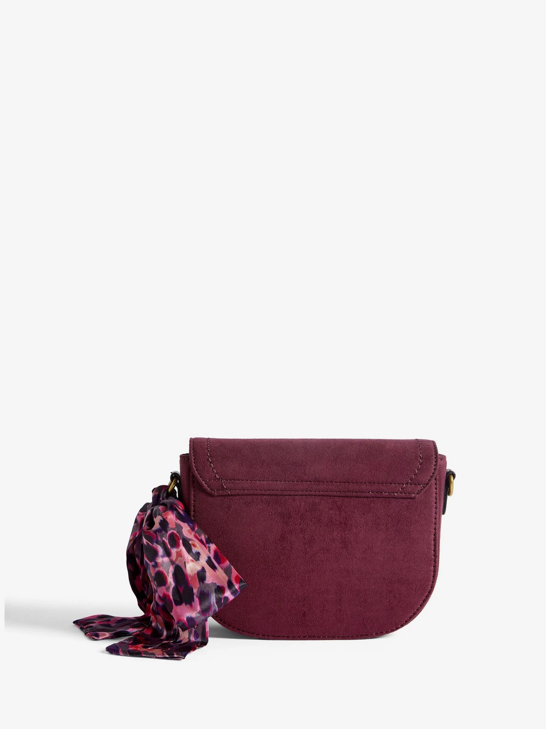 Bordeauxrood - Love & Roses Faux Suede Saddle Cross-Body Bag