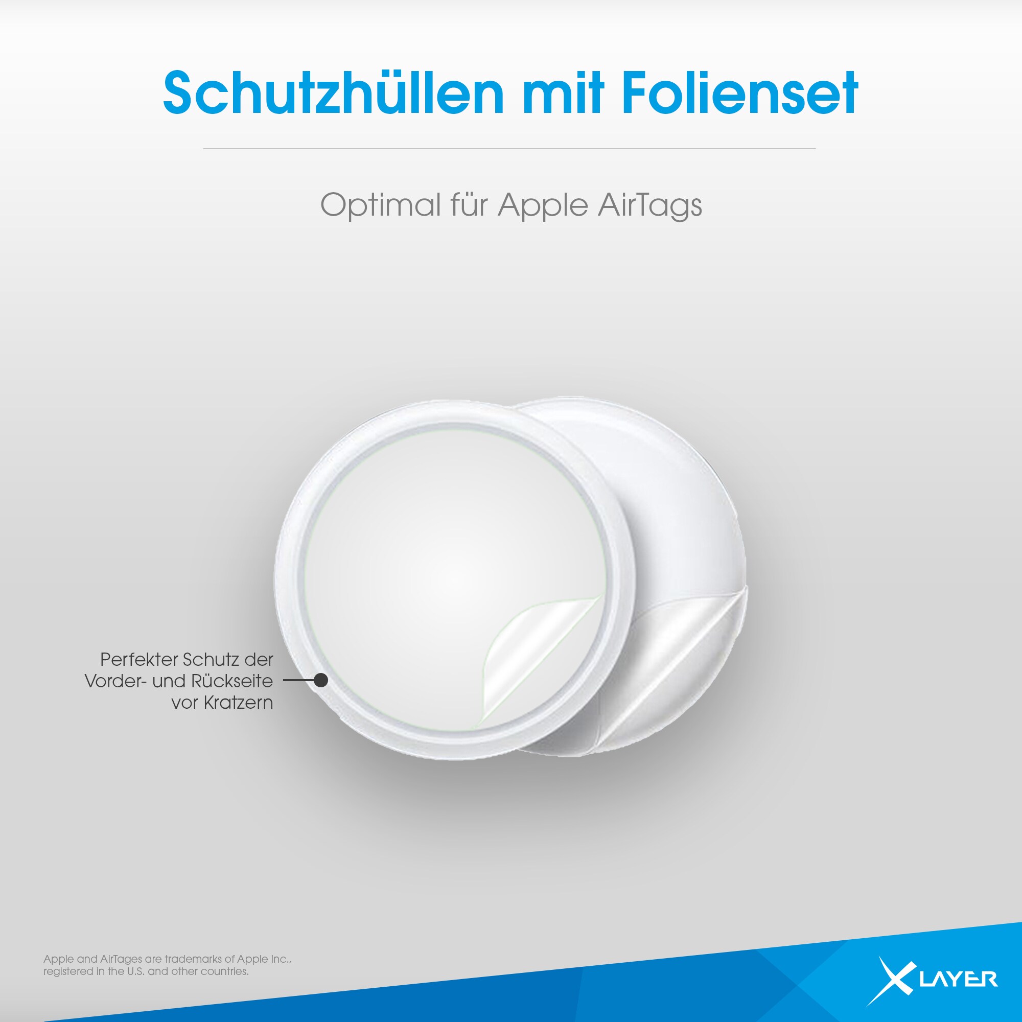 Xlayer MOUNTS Halterung XLayer Apple AirTag Bundle 2x Holder 4x Foil Grey/Black