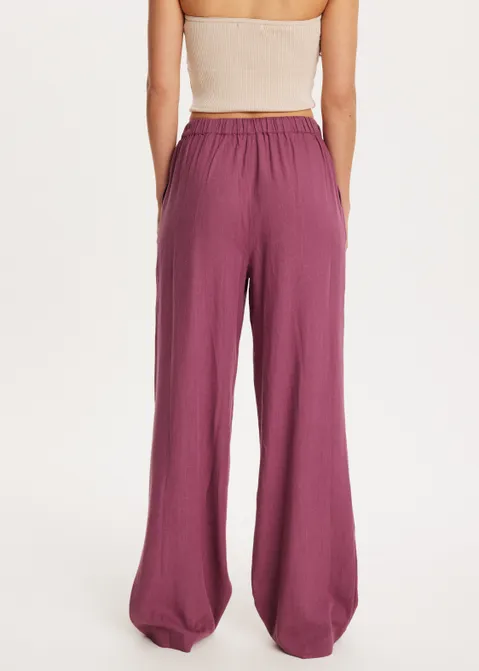 Linnen mix broek paars (MAUVE)
