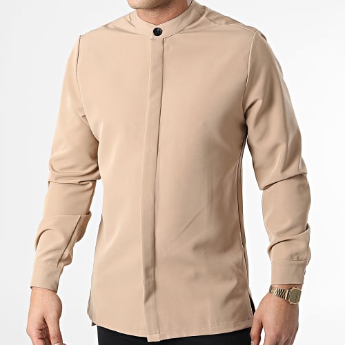 Chemise Manches Longues Col Mao 22005 Camel