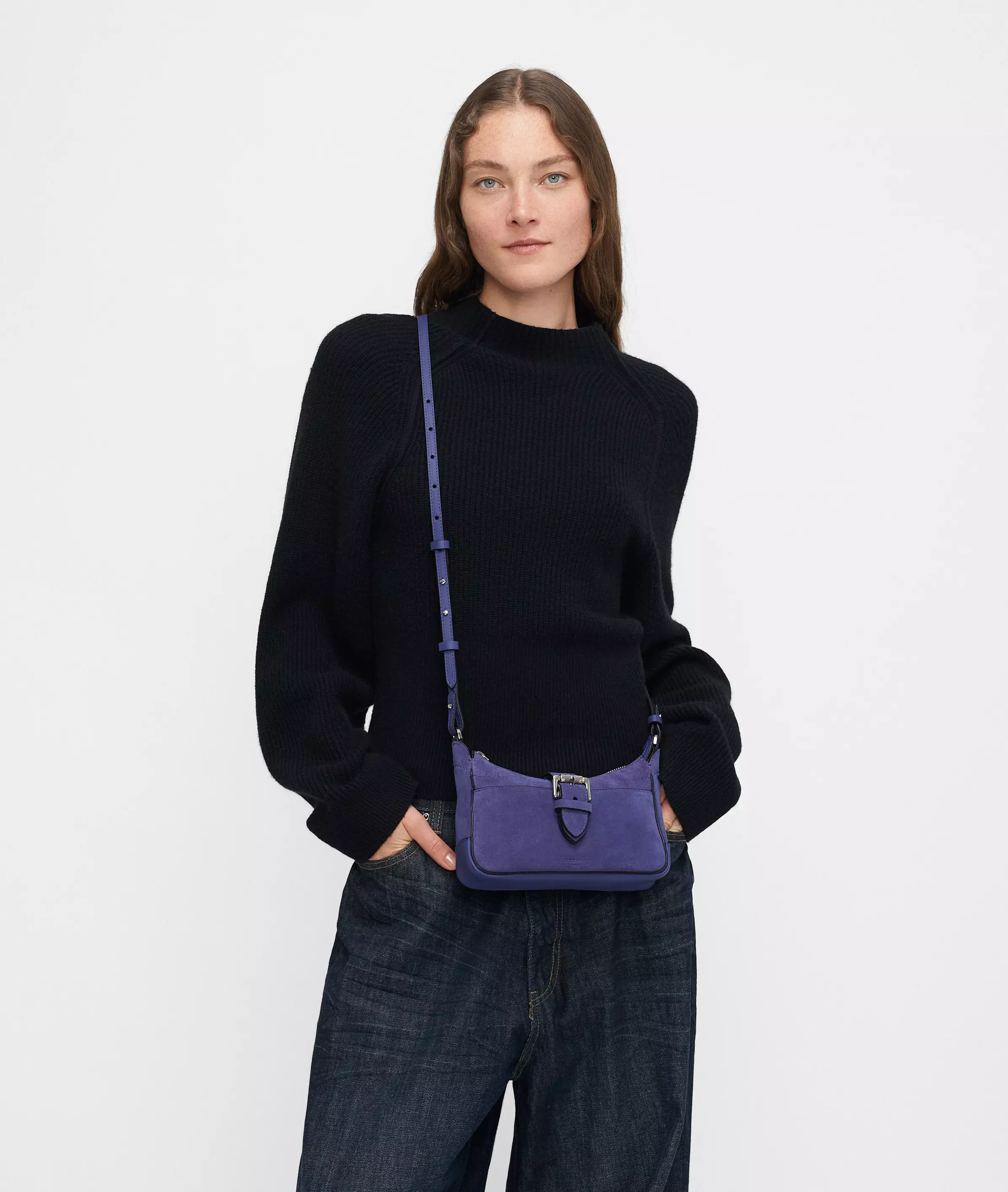 Ren Crossbody S Handy suede shoulder bag