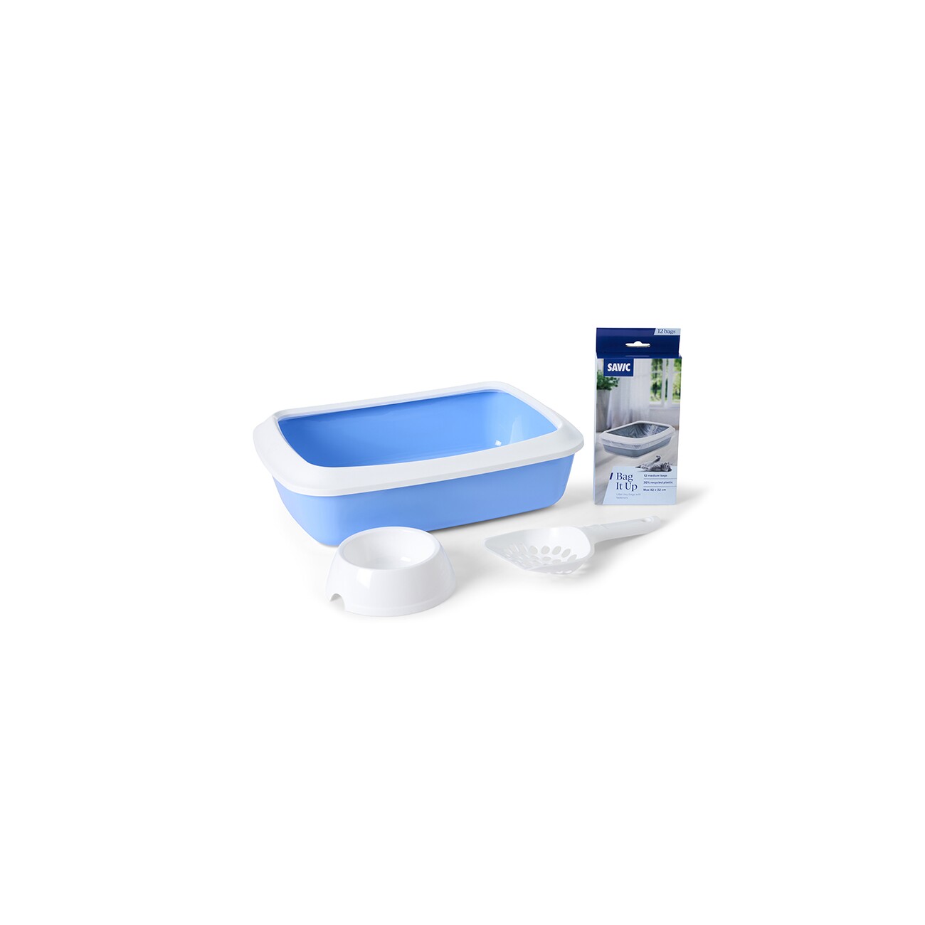 Savic Schalentoilette mit Rand Iriz Starter Kit weiss-hellblau