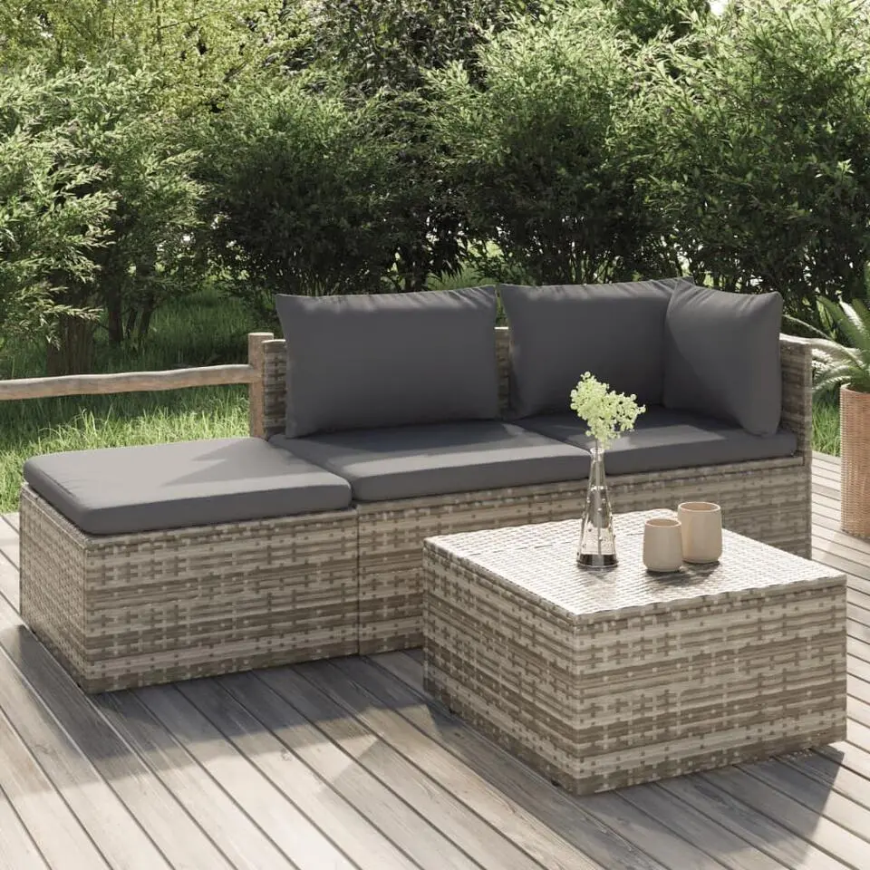 vidaXL - Loungeset - Grijs - Poly rattan