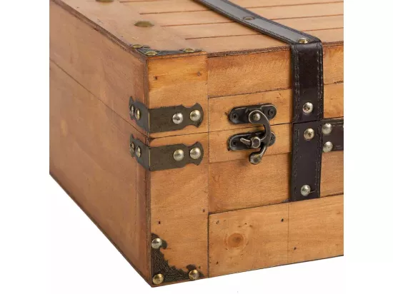 Ensemble de 2 valises en bois marron