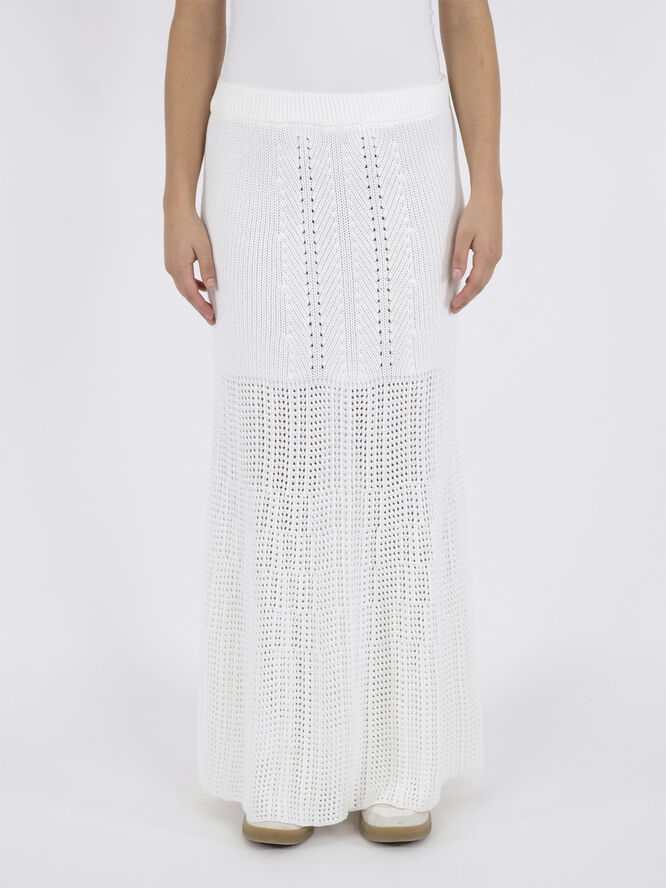 Neo Noir Lyric Crochet Knit Skirt White