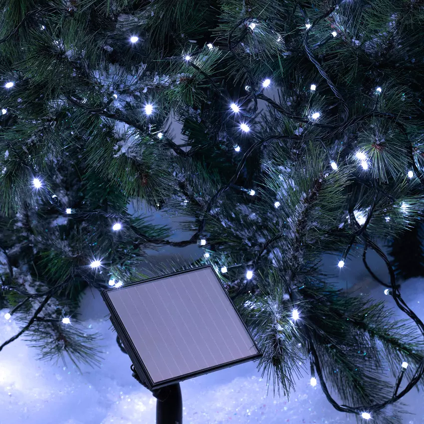 Guirlande lumineuse Solaire 5 m 50 LED câble noir Blanc froid