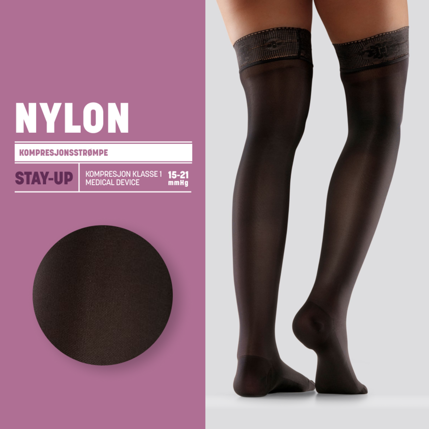 Mabs Nylon kompresjonsstrømpe lår sort S 1 par
