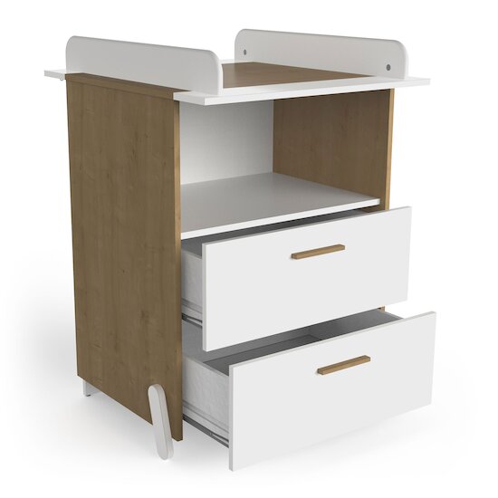 Naili Commode à langer 2 tiroirs   Chêne hamilton / blanc        de               CBA Meubles