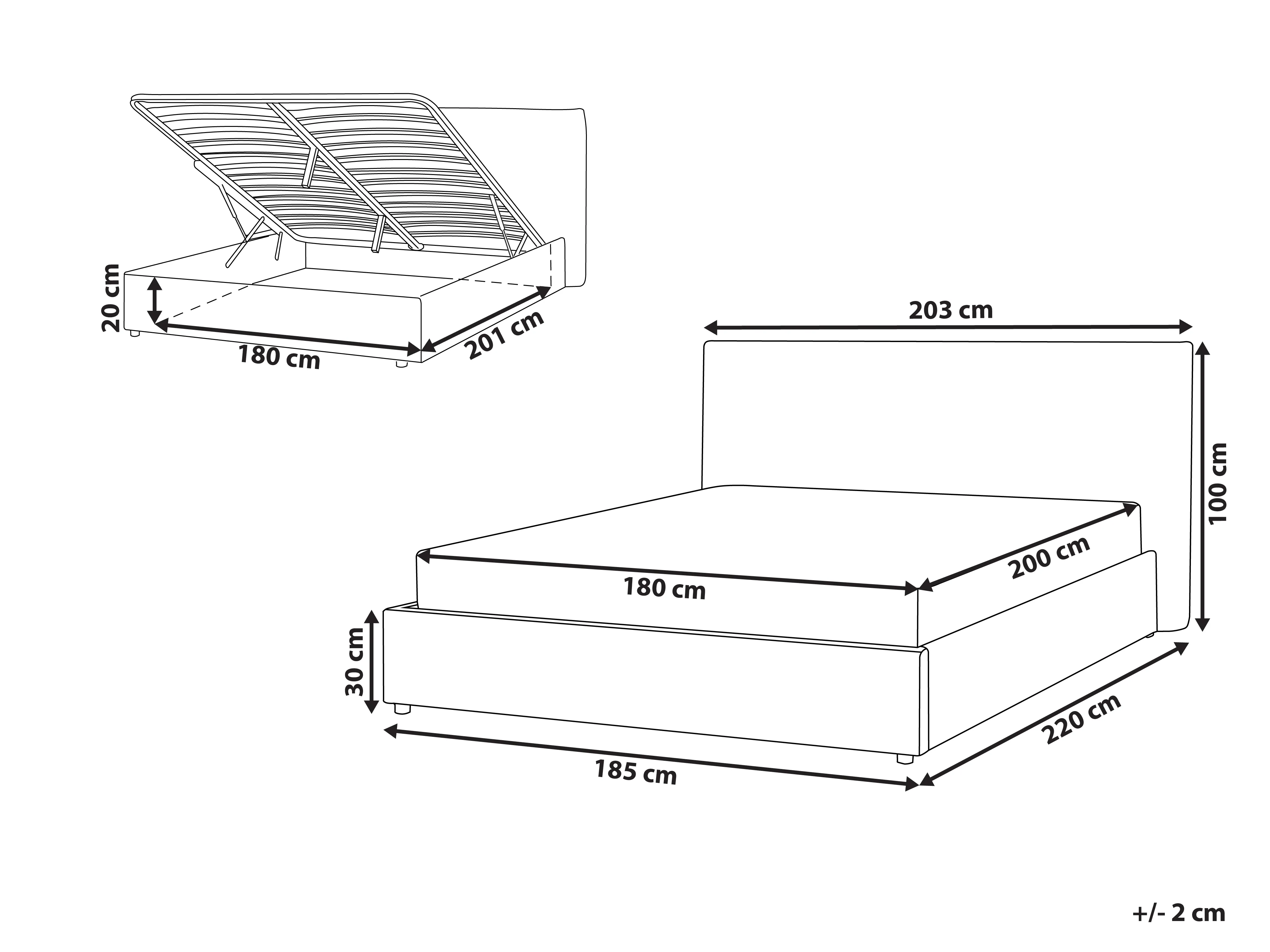 Bed met opbergruimte Fluweel LAVAUR 180 x 200 cm Taupe