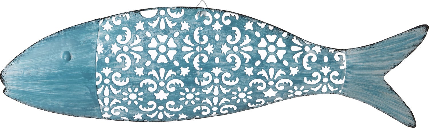 Intratuin tuinwanddecoratie vis Sina blauw 45,5 x 3 x 12,5 cm