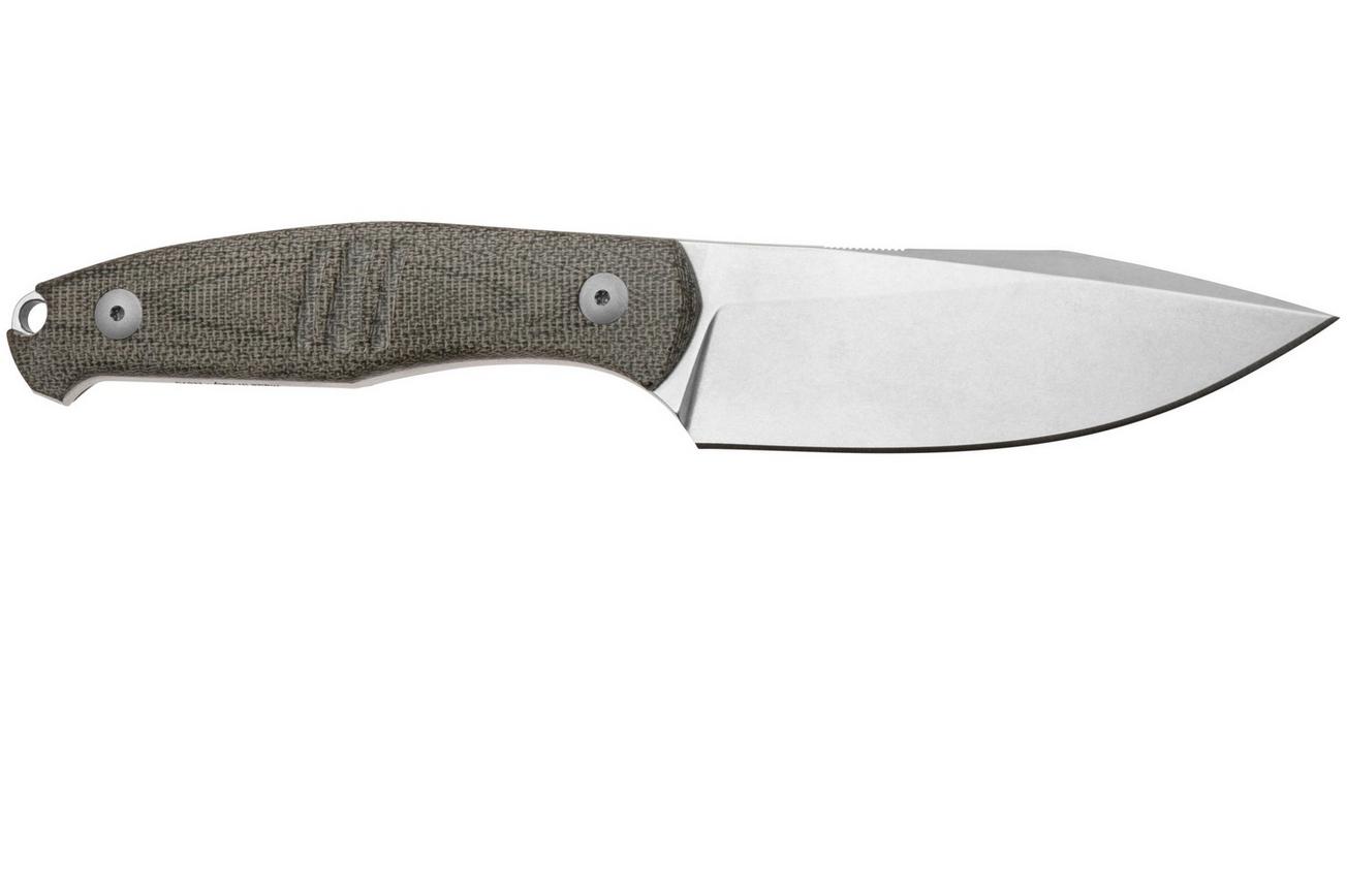 GiantMouse GMF2 Scout Green Canvas Micarta, vaststaand mes, Ansø en Voxnaes design