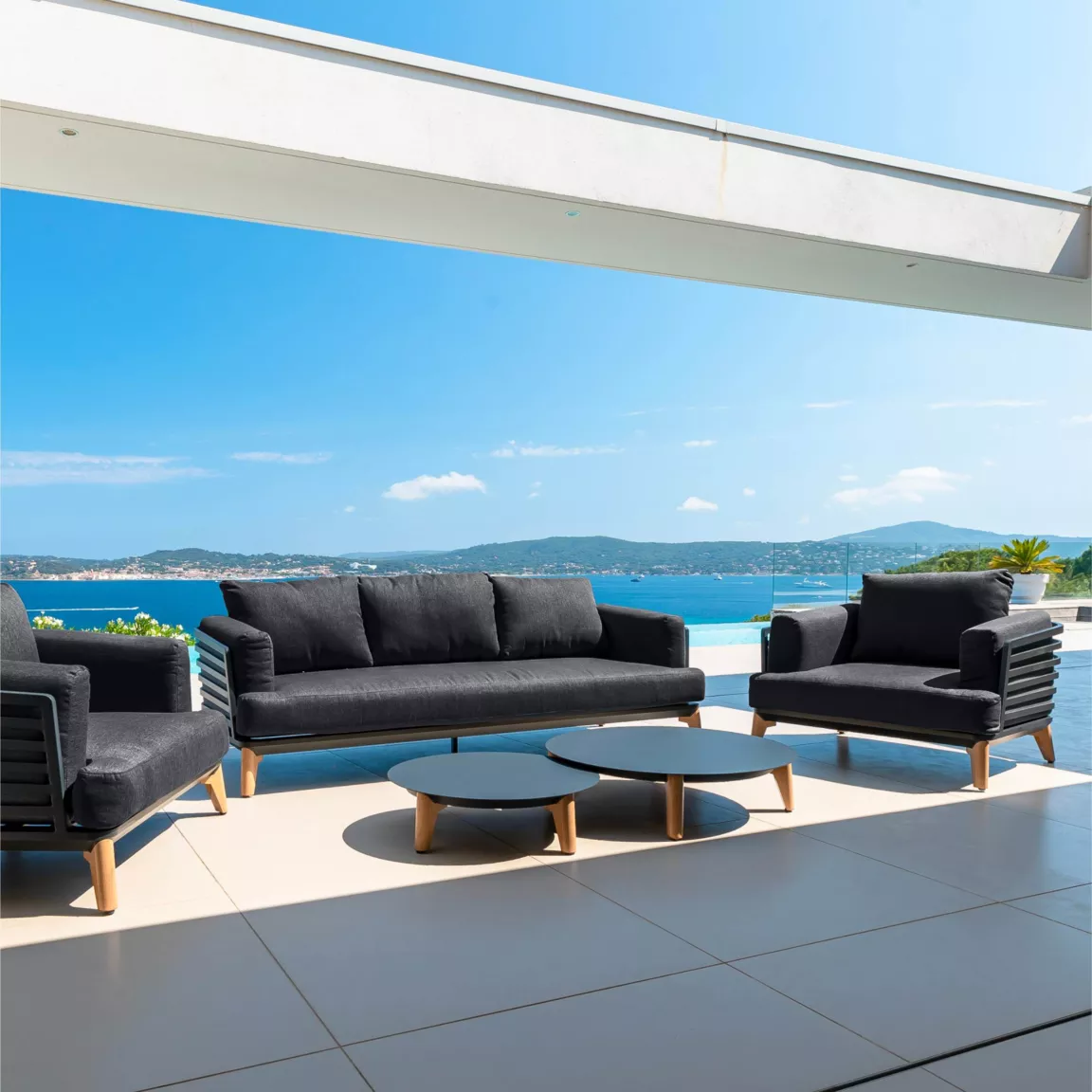 Salon de jardin aluminium 5 places 5 pcs Monte Carlo Gris anthracite