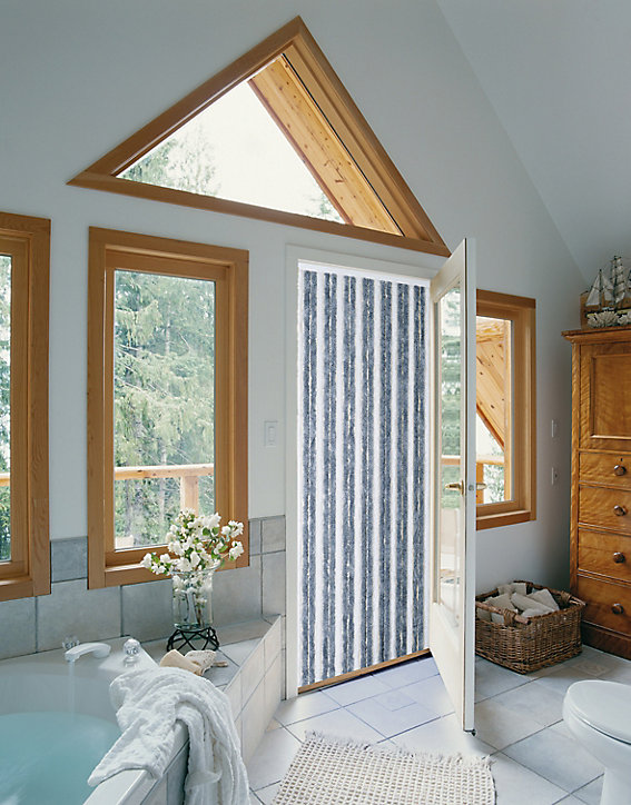 Rideau de porte chenilles coloris blanc et gris L.220 x l.90 cm