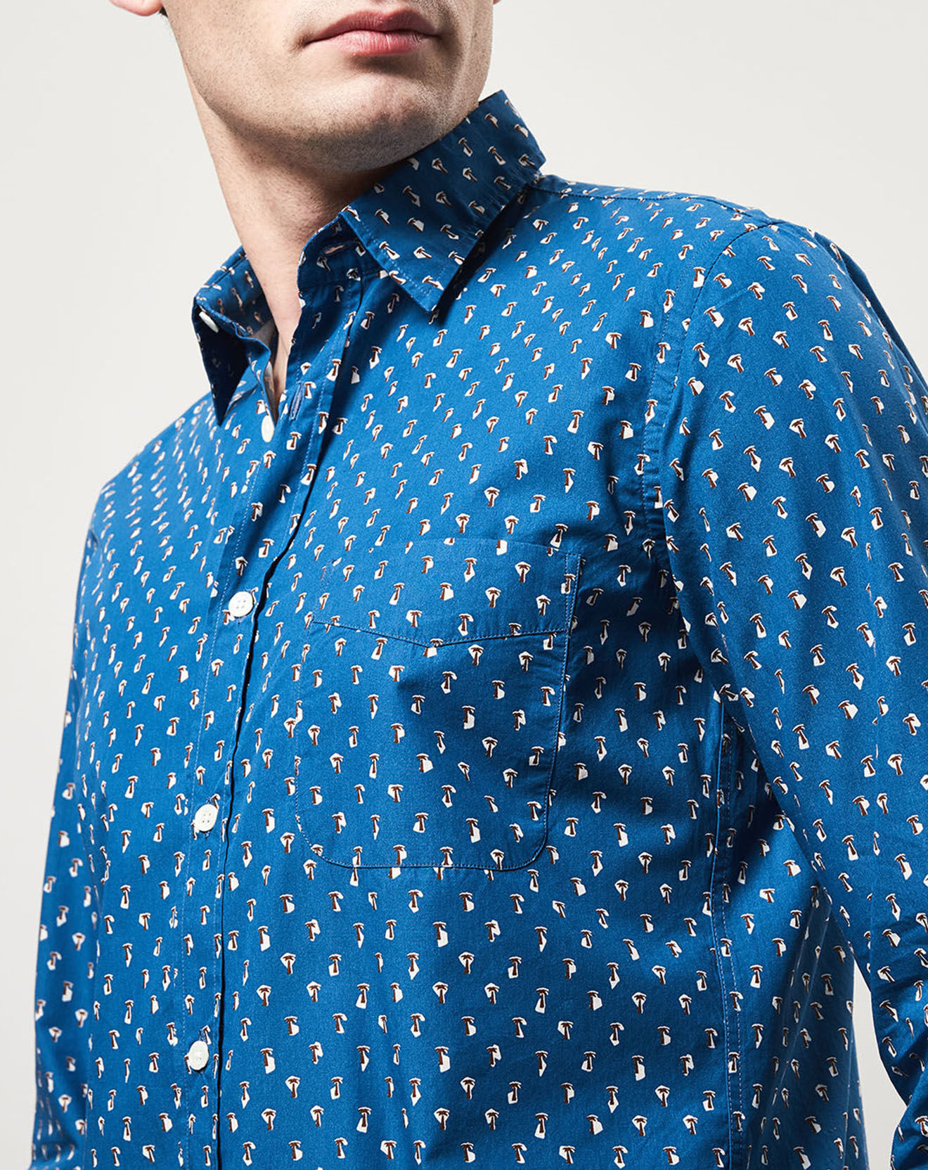 Hartford Chemise Slim Storm imprimé palmier bleue