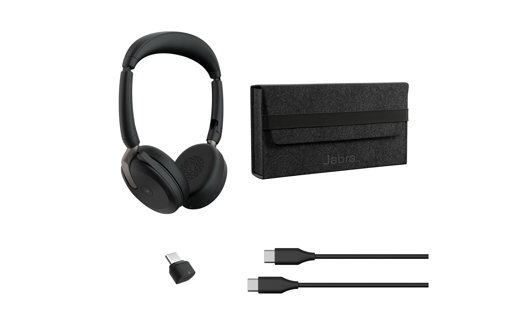 Headset Evolve2 65 Flex Duo MS, USB-C<br>Ultrakompaktes professionelles Headset für unterwegs mit der besten aktiven Geräuschunterdrückung seiner Klasse