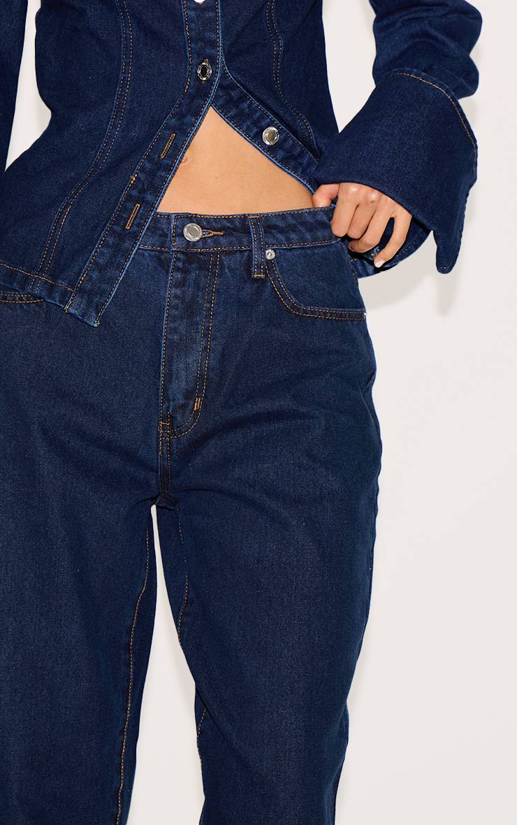 Bleu Indigo Jean Mom Taille Haute
