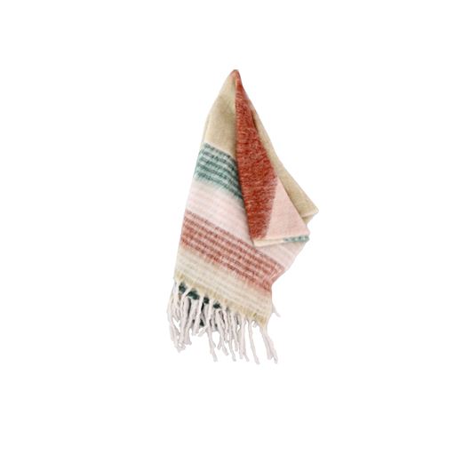 Villa Collection Styles Plaid, Sand/Abrikos/Rosa/Grøn, 130x170 cm