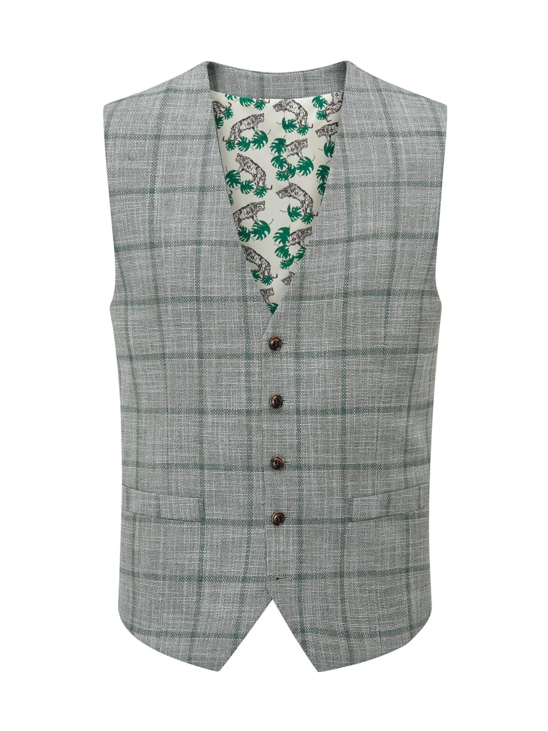Skopes Tailored Fit Valetta gilet met ruit en enkele rij knopen