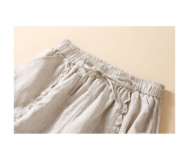 YARU - Hoge taille effen geplooide shorts
