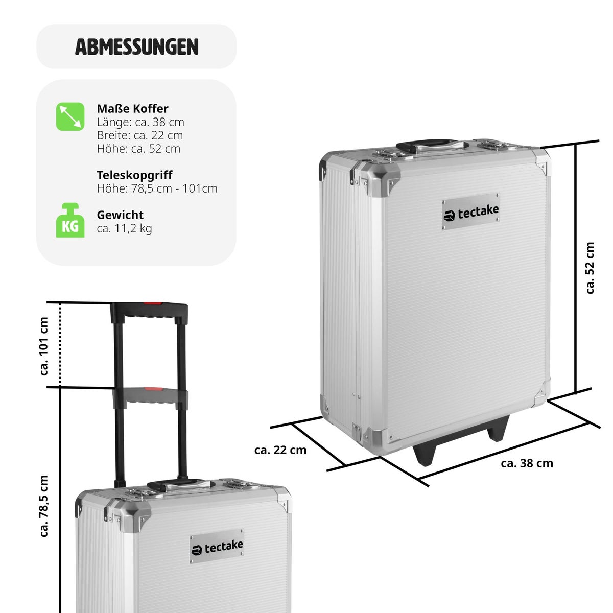 tectake Stefan 899-delige gereedschapskoffer met inklapbare handgreep en telescopische handgreep