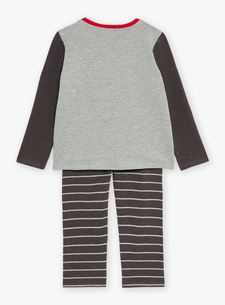 Pyjama gris chiné en molleton gratté et jersey