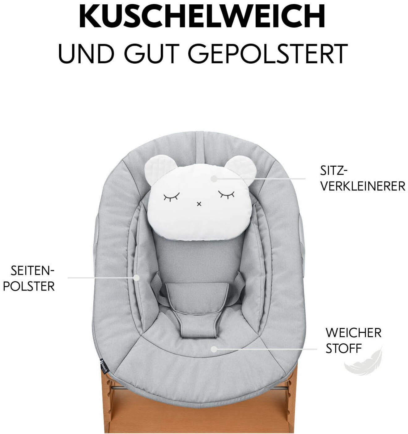Hauck Hochstuhl »Alpha Newborn Pre, Nature Grey« () mit Newborn Aufsatz