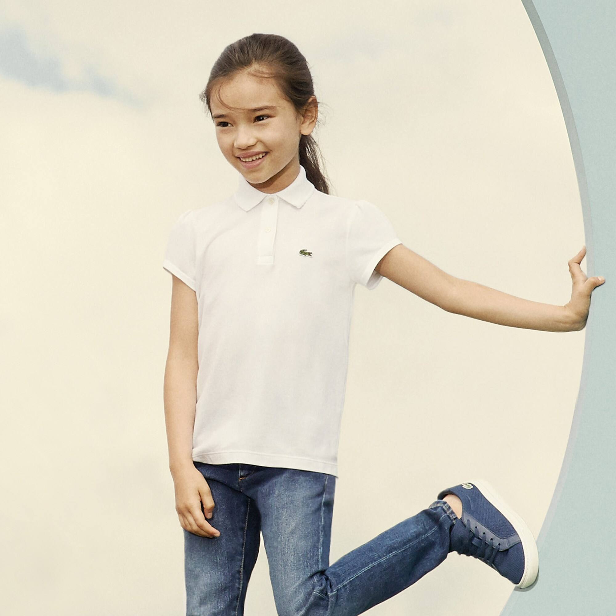 LACOSTE Mädchen-Poloshirt aus Mini-Piqué mit verspieltem Kragen Poloshirts - Blau - Lacoste - Mädchen