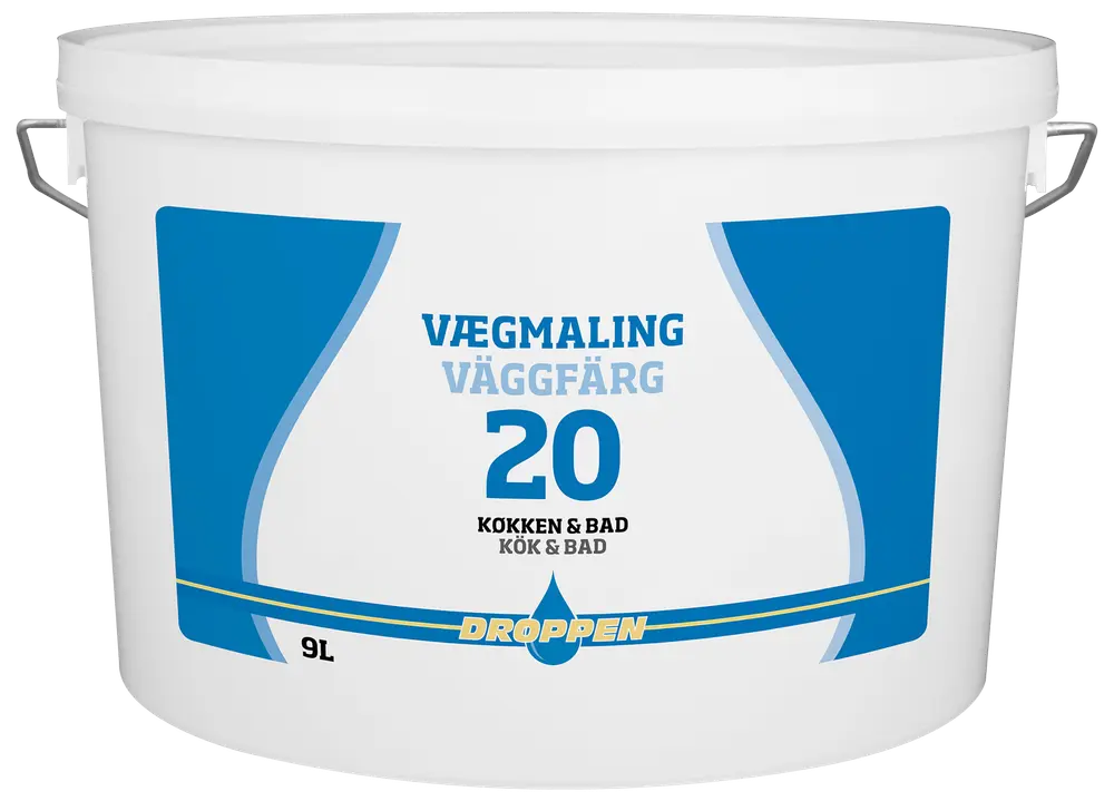 Droppen Vægmaling 9 L glans 20 - hvid