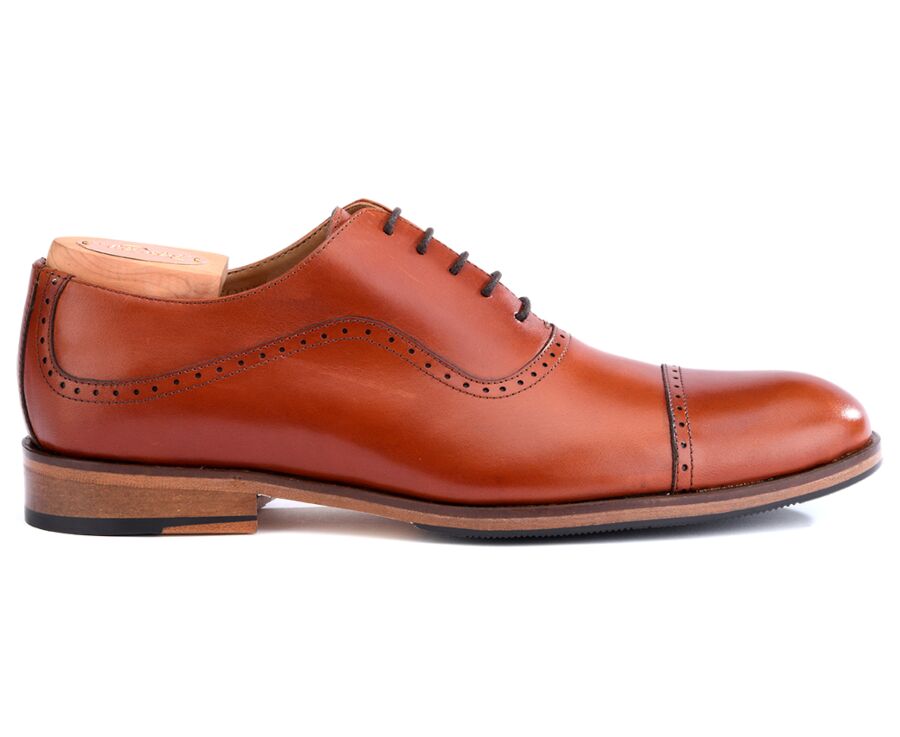 Richelieu homme Acajou semelle cuir avec patin - CORBY PATIN