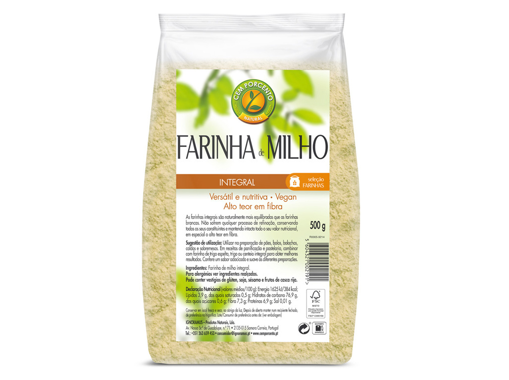 FARINHA CEM PORCENTO MILHO INTEGRAL 500G