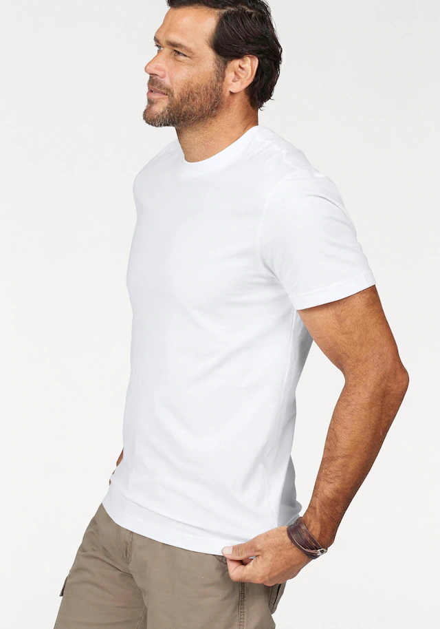 Man's World T-Shirt , Kurzarm,  normale Passform,  aus Baumwolle,  im 3er-Pack