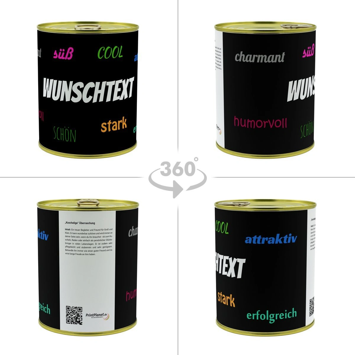 Personalisierte Geschenkdose - Teddybär (Motiv: Positivity)