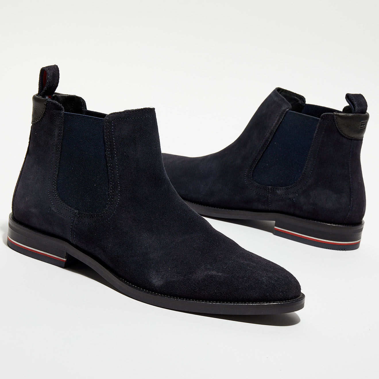Tommy Hilfiger Chelsea boots en Velours de Cuir Signature bleu marine