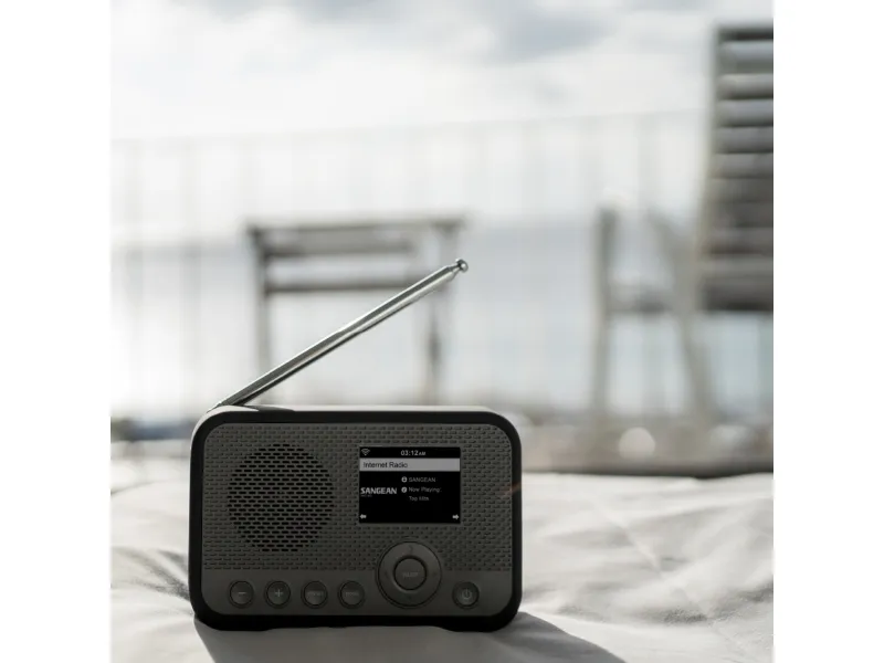 Internet bordradio Sangean WFR-39 Internet, DAB, FM Spotify, Vækkefunktion, genopladelig Grå, Sort