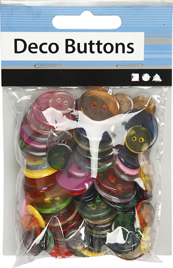 Knappe-Mix - Ø 12+18+20 MM - Assorterede Farver - 100 Stk. - 50 G