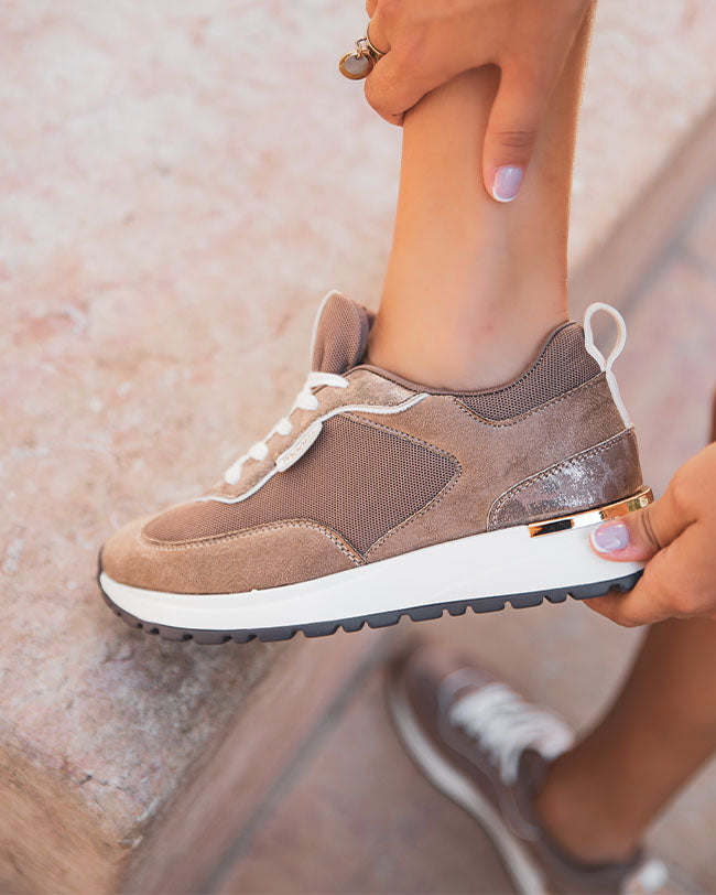 Basket femme taupe à lacets - Anna