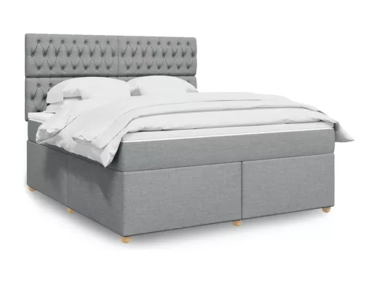 Sommier à lattes de lit avec matelas Gris clair 180x200cm Tissu