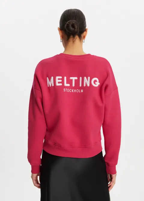 Sweater met merk print paars (FUCHSIA)