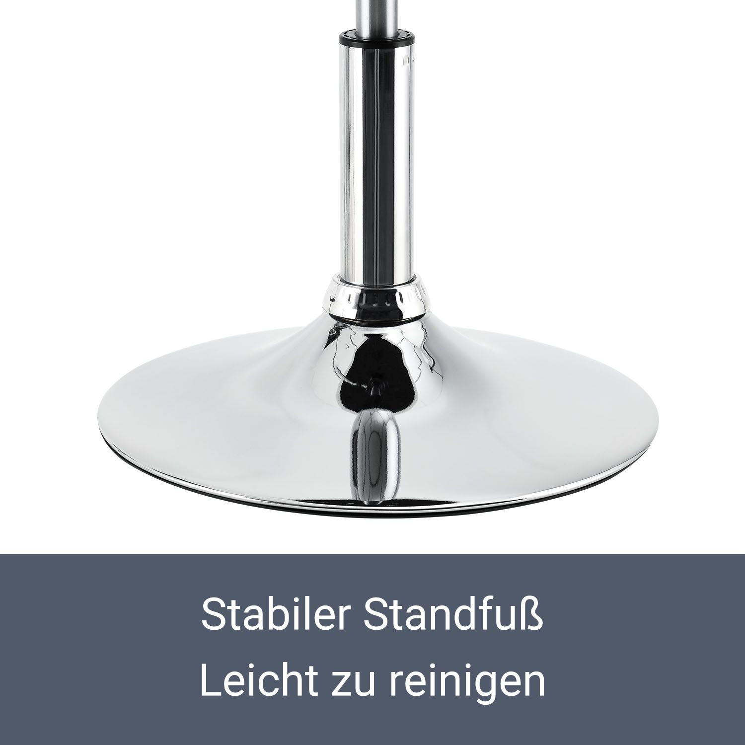 Juskys Schminktisch Hocker Tonia rund Ø 33 cm, höhenverstellbar 49 - 64 cm, Kunstlederüberzug Weiß