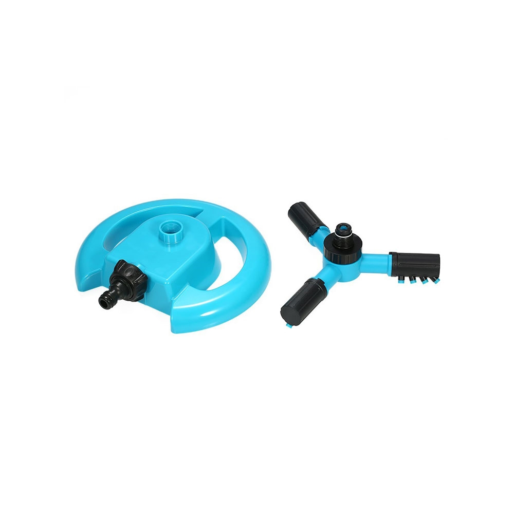 360° Drehbarer 3-Arm Rasensprinkler Garten Rasensprenger mit 12 Sprühdüsen - Blau