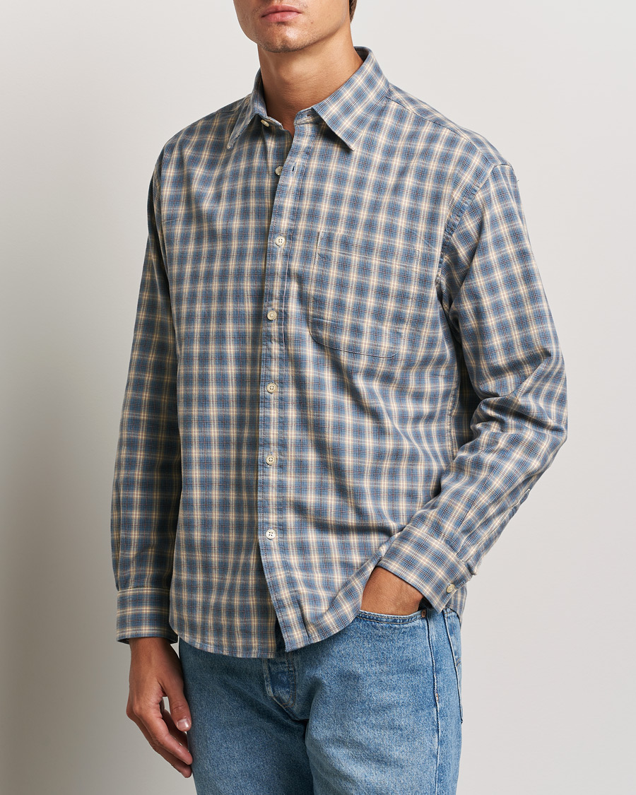 NN07 Deon Flannel Checked Shirt Blue