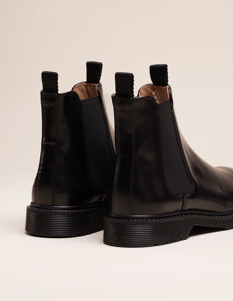 Bottines plates Marielle - Cuir box noir