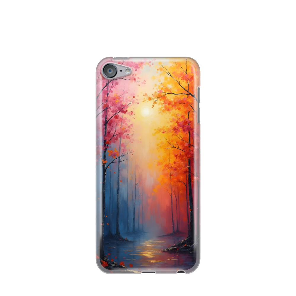 iPod Touch 7G Gummi Hülle Lichterspiel im Märchenwald - Blau / Gelb / Rot