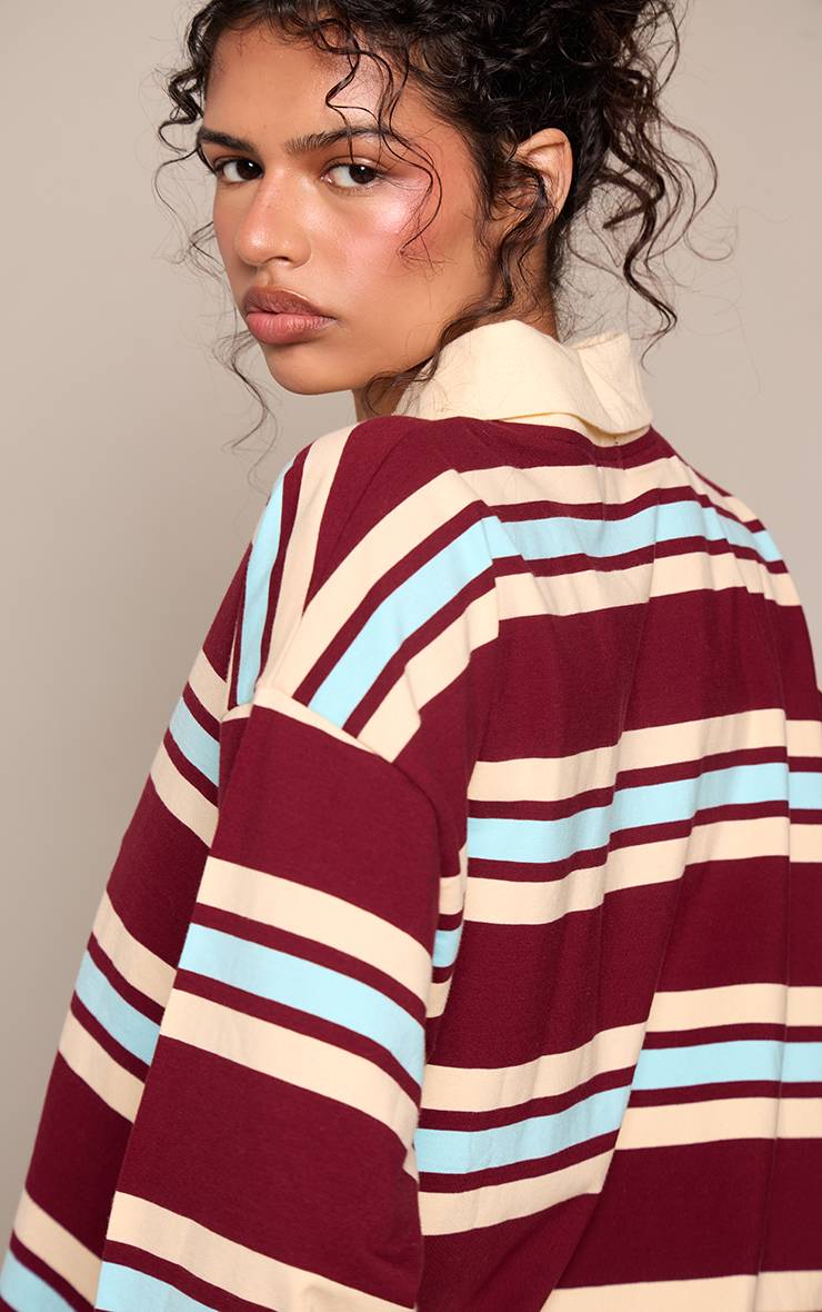 Rouge Bordeaux Polo Rayé
