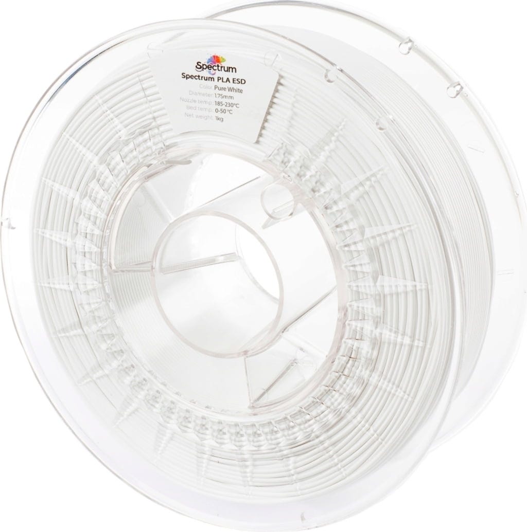 Spectrum  PLA ESD Pure White, 1,75 mm / 1000 g    Antistatisches PLA Filament für sensible Elektronik in Pure White