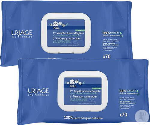 Uriage Bébé 1ères Lingettes Nettoyantes Ultra-Douces Visage Et Corps 70 Pièces Promo 1+1