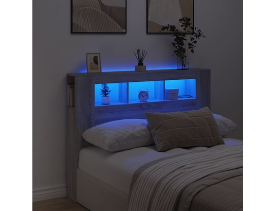 VIDAXL - Tête de lit à led sonoma gris 140x18,5x103,5 cm bois ingénie...