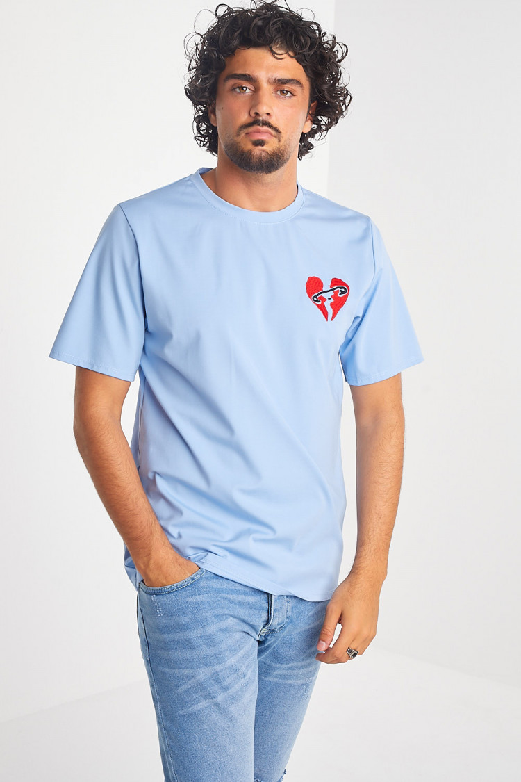 T-shirt bleu coeur brisé