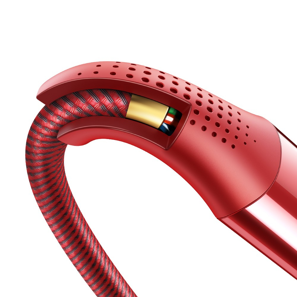 (1.2m) USB C auf USB C 90 Grad Winkel Ladekabel Nylon Datenkabel Power Delivery   Quick Charge 4.0 (PD/100W) - Rot
