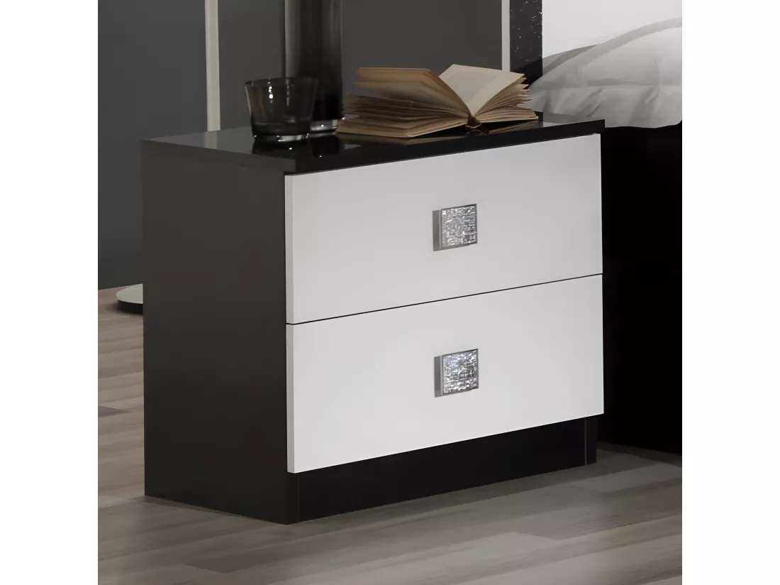 Chambre complète 160*200 Blanc/Noir - CROSS - Lit : L 165 x l 206 x H 106 cm
